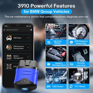 AUTOPHIX 3910 Bluetooth All System OBD2 Scanner Compatible with BMW/Mini Battery Registration Diagnostic Scan Tool with Service EPB CBS ETC Reset Battery Check Code Reader for iPhone iPad Android