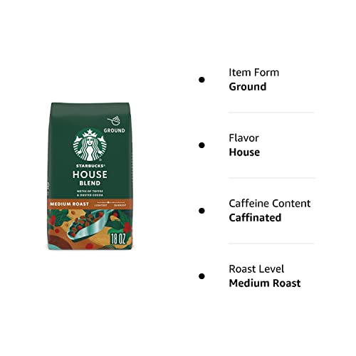 Starbucks Ground Coffee—Medium Roast Coffee—House Blend—100% Arabica—1 bag (18 oz)