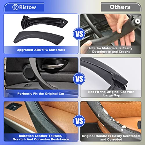 RISTOW for BMW 3 Series E90/E91 Inner Door Handle Replacement Kit, Right Rear Door Handle with Repair Kit Outer Cover+Door Pull Handle Passenger Door Handle (Fits:BMW 323 325 328 330 335 2004-2011)