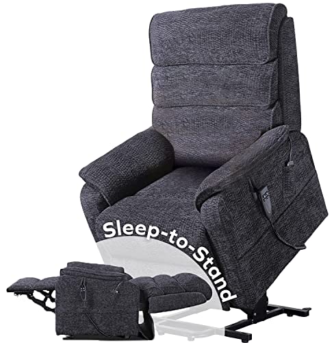 FirstClass™ Sleep-to-Stand Lift Chair 2.0, Perfect Chair for Sleep/Relaxation. True Lay-Flat Sleeping Recliner. 2 Motor for Independent Back and Foot Adjust. Incl Heat/Massage