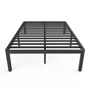 maf 14 inch full size metal platform bed frame with round corner legs, 3000 lbs heavy duty steel slats support, noise free, no box spring needed, easy assembly