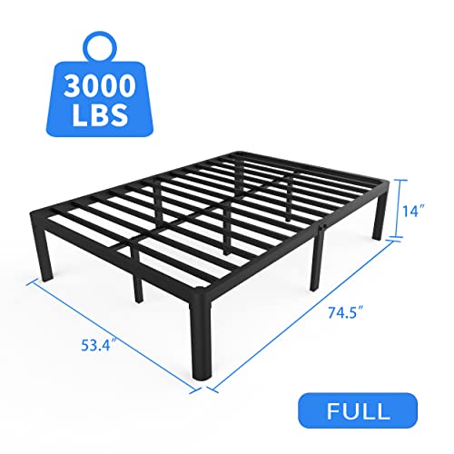 MAF 14 Inch Full Size Metal Platform Bed Frame with Round Corner Legs, 3000 LBS Heavy Duty Steel Slats Support, Noise Free, No Box Spring Needed, Easy Assembly