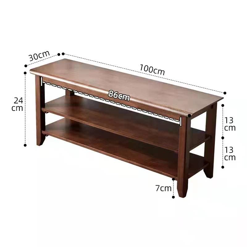 ESPSENT Solid Wood Entryway Storage Bench with Open Shelves, Hallway Foyer Shoe Bench End of Bed Bench