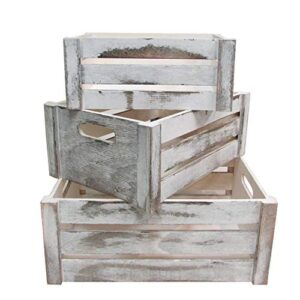 admired by nature rustic white set of 3 distressed decorative wood crates storage container