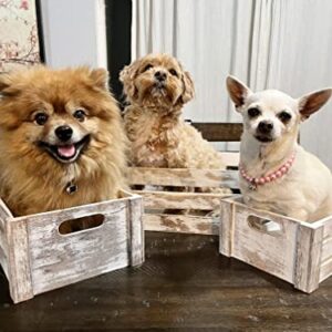 Admired By Nature Rustic White Set of 3 Distressed Decorative Wood Crates Storage Container