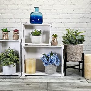 Admired By Nature Rustic White Set of 3 Distressed Decorative Wood Crates Storage Container