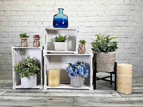 Admired By Nature Rustic White Set of 3 Distressed Decorative Wood Crates Storage Container