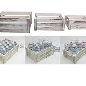 Admired By Nature Rustic White Set of 3 Distressed Decorative Wood Crates Storage Container