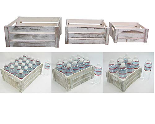 Admired By Nature Rustic White Set of 3 Distressed Decorative Wood Crates Storage Container