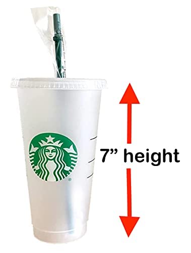 Starbucks 2 Pack Reusable Venti Frosted Cold Cup With Lid and Green Straw w/Stopper, 24 fl.oz.