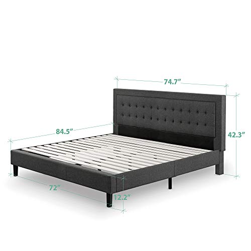 Zinus Dachelle Upholstered Platform Bed Frame / Mattress Foundation / Wood Slat Support / No Box Spring Needed / Easy Assembly, California King