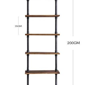 Diwhy 24”Width Industrial Pipe Shelves Rustic Modern Wood Ladder Bookcase with Metal Frame,Pipe Wall Shelf,Wood Storage,Home Decor,Display Shelving,Retro Floating Wood Shelving,6 Layer Bookshelf