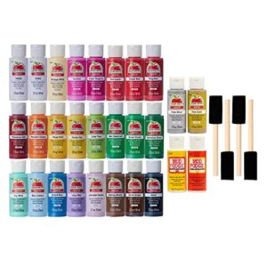 apple barrel promoabmp22 holiday, 32 piece diy set featuring 26 paints, 2 mod podge acrylic sealers and 4 foam brushes, multi 56 fl oz