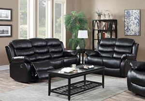 gtu furniture 2pc black leather reclining sofa & loveseat set