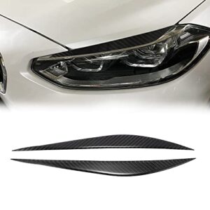 X AUTOHAUX 1 Pair Headlight Eye Lid Cover Decoration Styling Sticker for BMW F30 2013-2018 Carbon Fiber Pattern Eyebrows Black