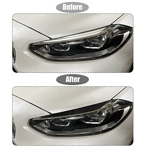 X AUTOHAUX 1 Pair Headlight Eye Lid Cover Decoration Styling Sticker for BMW F30 2013-2018 Carbon Fiber Pattern Eyebrows Black