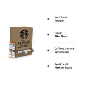 Starbucks VIA Instant Coffee—Medium Roast Coffee—Pike Place Roast—100% Arabica—1 box (50 packets)