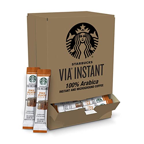 Starbucks VIA Instant Coffee—Medium Roast Coffee—Pike Place Roast—100% Arabica—1 box (50 packets)