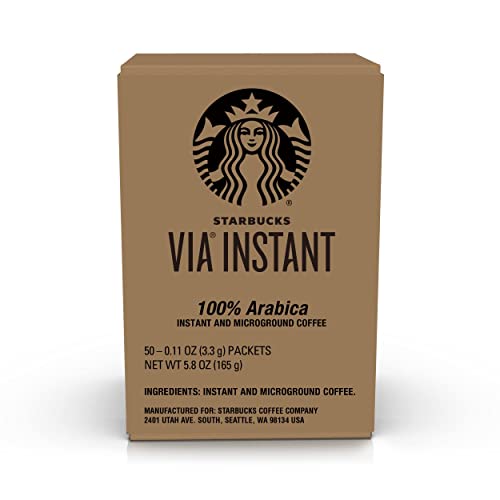 Starbucks VIA Instant Coffee—Medium Roast Coffee—Pike Place Roast—100% Arabica—1 box (50 packets)