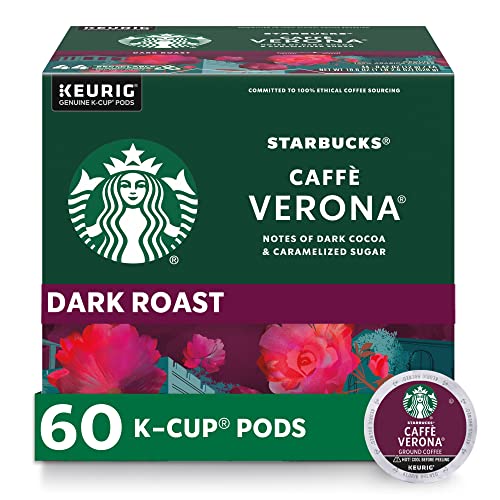 Starbucks Dark Roast K-Cup Coffee Pods — Caffè Verona for Keurig Brewers — 6 boxes (60 pods total)