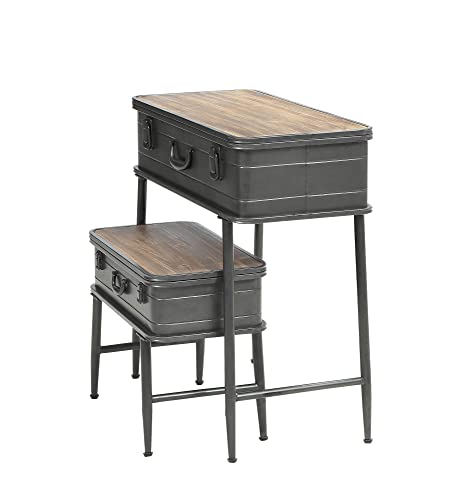 4D Concepts Urban Loft Metal Two Trunk Tables, Rustic Natural Pine