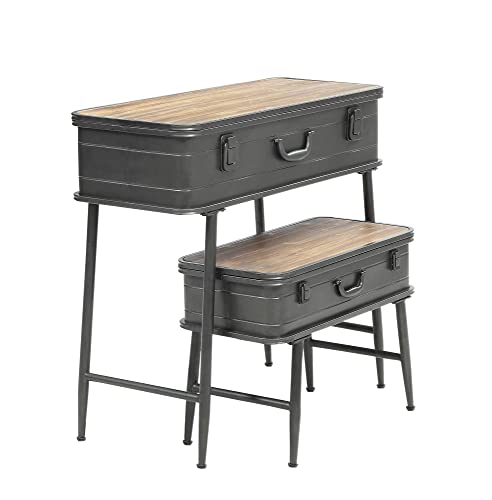 4D Concepts Urban Loft Metal Two Trunk Tables, Rustic Natural Pine