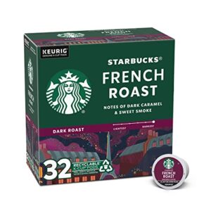 starbucks dark roast k-cup coffee pods — french roast for keurig brewers — 1 box (32 pods)