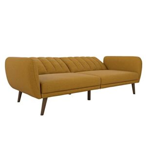 Novogratz Brittany Sofa Futon - Premium Upholstery and Wooden Legs - Mustard