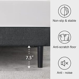 Molblly Full Bed Frame Upholstered Platform with Headboard and Strong Wooden Slats, Non-Slip and Noise-Free,No Box Spring Needed, Easy Assembly,Dark Gray