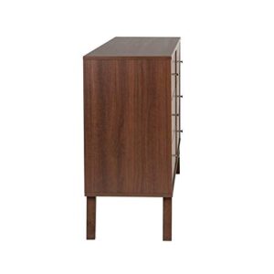 Prepac Milo Mid-Century 6 Drawer Dresser For Bedroom, 16" D x 52.50" W x 33" H, Cherry