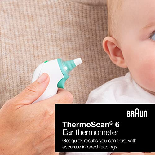 Braun ThermoScan 6, IRT6515 – Digital Ear Thermometer for Adults, Babies, Toddlers and Kids – Fast, Gentle, and Accurate with Color Coded Results