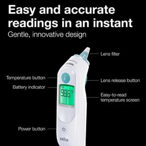 Braun ThermoScan 6, IRT6515 – Digital Ear Thermometer for Adults, Babies, Toddlers and Kids – Fast, Gentle, and Accurate with Color Coded Results