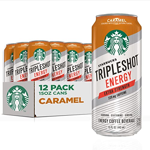 Starbucks Tripleshot Energy Extra Strength Espresso Coffee Beverage, Caramel, 225mg Caffeine, 15oz cans (12 Pack)