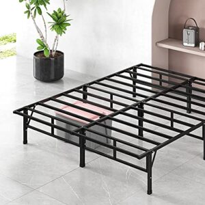 zinus smartbase compack mattress foundation / 14 inch metal bed frame / no box spring needed / sturdy steel slat support, queen