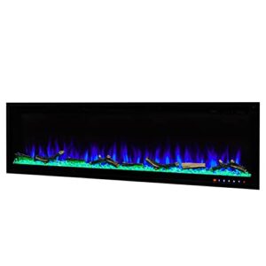 FIREBLAZE Sapphire 60 Electric Fireplace - Faux Fireplace with Various Flame Color Combinations - Recessed Installation - Remote Control Operated, Safe for Daily Use - 60 Inch Wide Wall Mount Heater