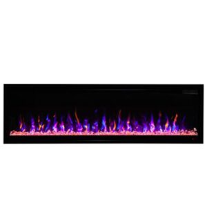 FIREBLAZE Sapphire 60 Electric Fireplace - Faux Fireplace with Various Flame Color Combinations - Recessed Installation - Remote Control Operated, Safe for Daily Use - 60 Inch Wide Wall Mount Heater