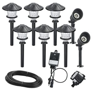 Hampton Bay Low-Voltage Black Outdoor Integrated LED Landscape Path Light and Deluxe Micro Spot Light Kit (8-Pack)