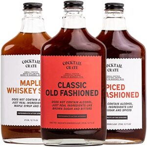 cocktail crate whiskey lover’s 3 pack drink mixers | award-winning craft cocktail mixers – premium cocktail syrup handcrafted with aromatic bitters & demerara sugar | 12oz – 3 pack