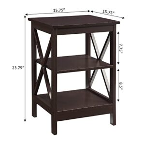 Convenience Concepts Oxford End Table with Shelves, Espresso