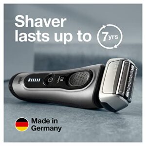 Braun Electric Razor for Men, Series 8 8467cc Electric Foil Shaver with Precision Beard Trimmer, Cleaning & Charging SmartCare Center, Galvano Silver