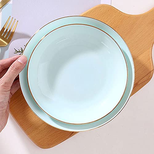 KOWMcp Dinner Plates 4PCS Orcelain Dinner Plates Set 20.7cm Ceramic Dinnerware Dishes Set, Round Shape, Blue, Microwave Safe