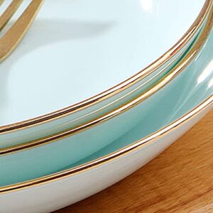 KOWMcp Dinner Plates 4PCS Orcelain Dinner Plates Set 20.7cm Ceramic Dinnerware Dishes Set, Round Shape, Blue, Microwave Safe