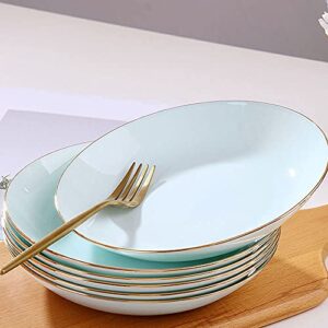 KOWMcp Dinner Plates 4PCS Orcelain Dinner Plates Set 20.7cm Ceramic Dinnerware Dishes Set, Round Shape, Blue, Microwave Safe