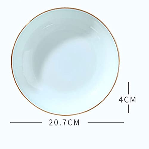 KOWMcp Dinner Plates 4PCS Orcelain Dinner Plates Set 20.7cm Ceramic Dinnerware Dishes Set, Round Shape, Blue, Microwave Safe