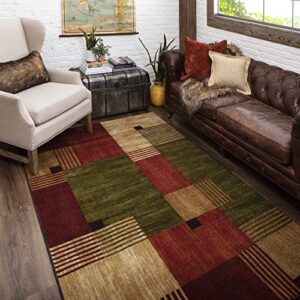 mohawk home alliance modern geometric red 6′ x 9′ area rug perfect for living room, dining room, office