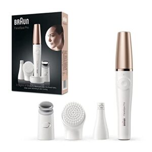 braun face epilator facespa pro 911, facial hair removal for women, 3-in-1 epilating, cleansing brush and skin toning with 3 extras