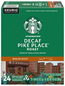 starbucks decaf pike place roast, k-cup for keurig brewers, 24 count