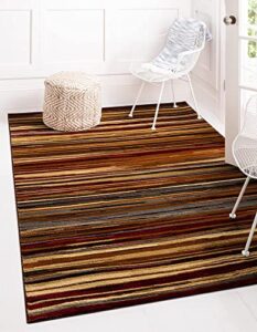 unique loom barista collection modern, abstract, stripes, urban, rustic, warm colors area rug, 8′ 0 x 10′ 0 rectangular, multi/beige