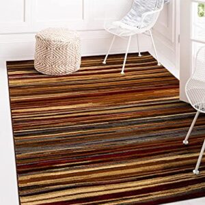 Unique Loom Barista Collection Modern, Abstract, Stripes, Urban, Rustic, Warm Colors Area Rug, 8' 0 x 10' 0 Rectangular, Multi/Beige