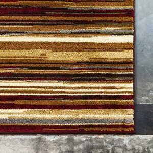 Unique Loom Barista Collection Modern, Abstract, Stripes, Urban, Rustic, Warm Colors Area Rug, 8' 0 x 10' 0 Rectangular, Multi/Beige